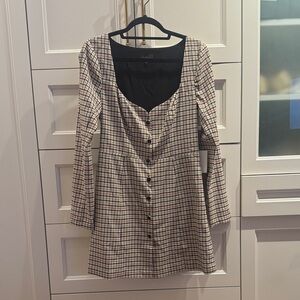 MAJORELLE Checkered Long Sleeve Dress